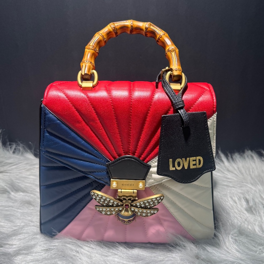 Gucci Queen Margaret Backpack Sac A Dos Multicolor & Bamboo handle~EUC - Picture 4 of 11